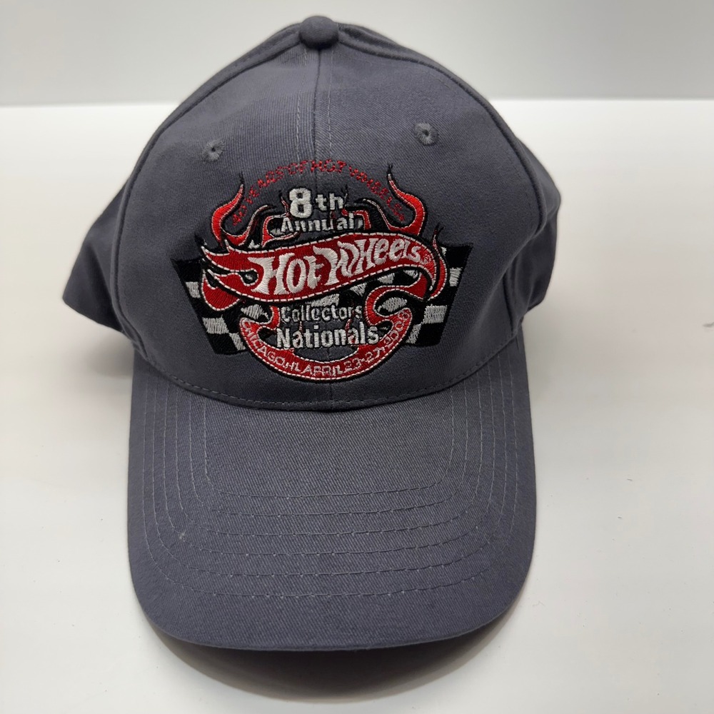 Hot Wheels 8th Annual Collectors Nationals Hat Chicago 2008 Gray Adjustable Cap